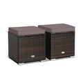2 Pieces Patio Ottoman with Removable Cushions-Gray - Color: Gray