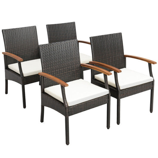 Patio Wicker Chair Set of 2 with Soft Zippered Cushion