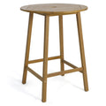 Bar Height Table with Umbrella Hole and Slatted Tabletop for Outdoors