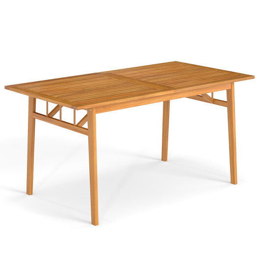 Outdoor Wooden Dining Table with Umbrella Hole and Stable Base