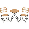3 Piece Patio Bistro Set Folding Round Table and Chairs with Wicker Seat