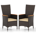 Patio Rattan Chairs Set of 2 Outdoor Wicker Dining Chairs with High Backrest-Beige