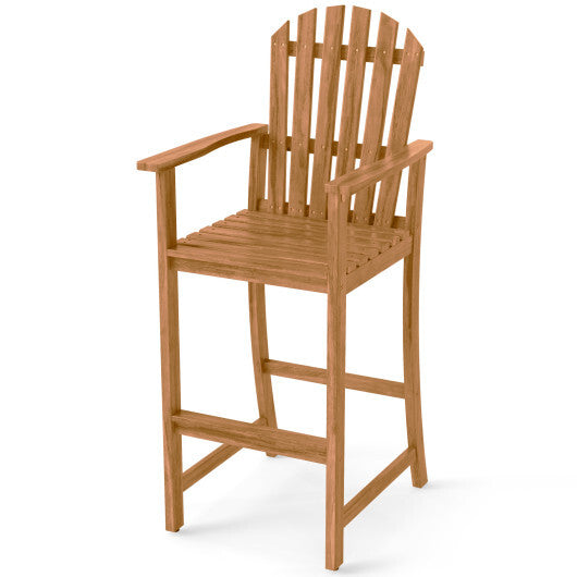 Tall Adirondack Chair with Armrests and Footrest for Deck-Turquoise