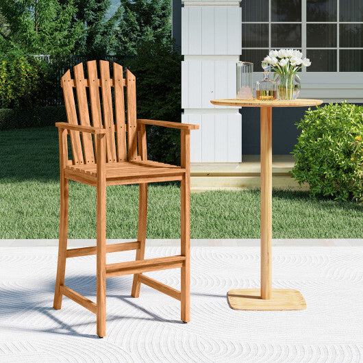 Tall Adirondack Chair with Armrests and Footrest for Deck-Turquoise