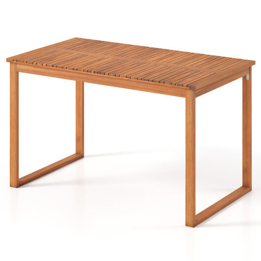 Outdoor Acacia Wood Dining Table with Slatted Tabletop for Garden