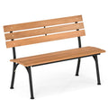 47 Inch Outdoor Acacia Wood Bench with Metal Frame and Slatted Seat