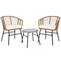 3 Pieces Outdoor Patio Furniture Set with Soft Cushions-White
