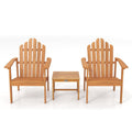 Stackable Adirondack Chair Set of 2 with Side Table-Natural