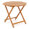 Acacia Wood Outdoor Folding Dining Table for 4 Octagonal with Slatted Tabletop