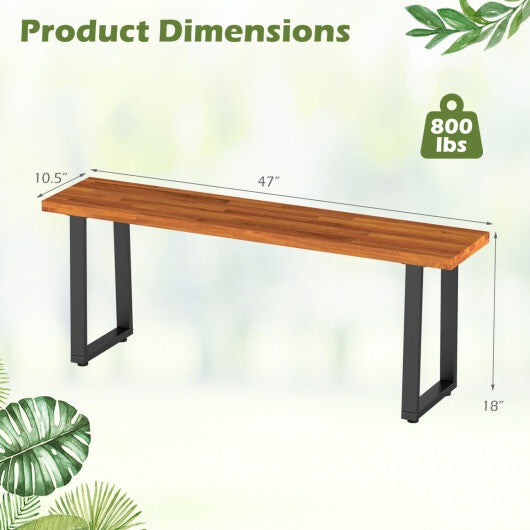 Set of 1 Wood Patio Bench 47.5" Long Dining Bench for Entryway Poolside