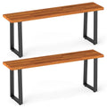 Set of 2 Wood Patio Bench 47.5" Long Dining Bench for Entryway Poolside