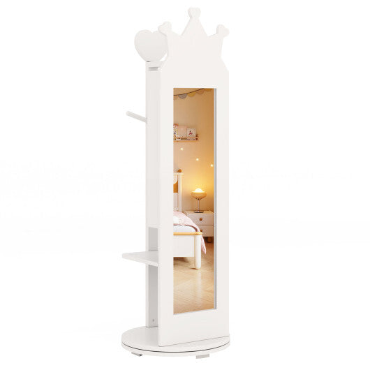 Free-Standing Full Length Mirror Kids Jewelry Armoire Cabinet-Pink