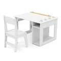 Kids Art Table and Chair Set Toddler Craft Drawing Desk-White