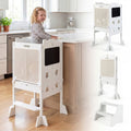 Foldable Toddler Step Stool with Chalkboards 2-Step Stool-White