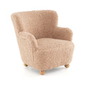 Sherpa Kids Sofa Comfy Toddler Armchair with Solid Rubber Wood Legs-Rustic Brown