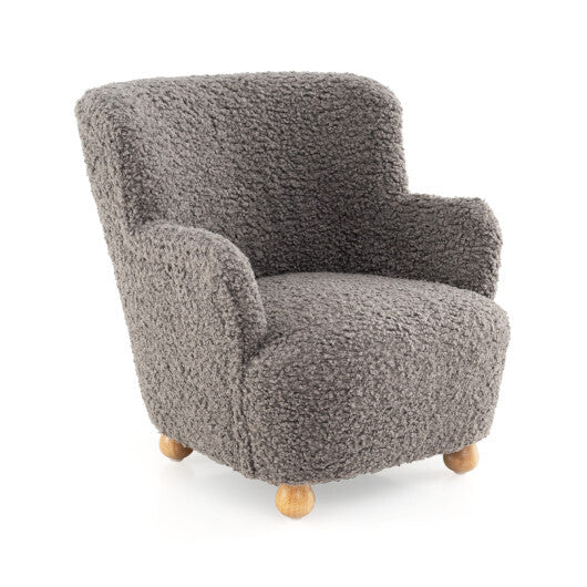 Sherpa Kids Sofa Comfy Toddler Armchair with Solid Rubber Wood Legs-Rustic Brown