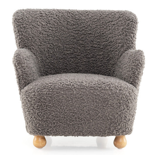 Sherpa Kids Sofa Comfy Toddler Armchair with Solid Rubber Wood Legs-Rustic Brown