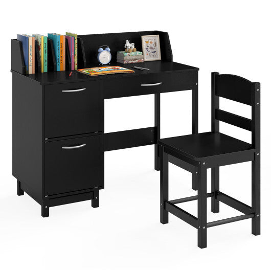 Wooden Kids Study Desk and Chair Set Student Workstation-Pink