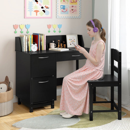 Wooden Kids Study Desk and Chair Set Student Workstation-Pink
