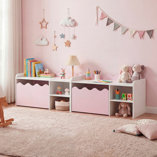 Scalloped Kids Bookshelf and Toy Storage Organizer for Playroom-Pink