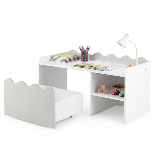 Scalloped Kids Bookshelf and Toy Storage Organizer for Playroom-Pink