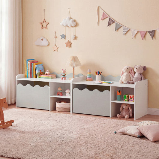 Scalloped Kids Bookshelf and Toy Storage Organizer for Playroom-Pink