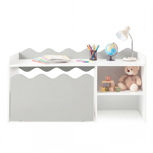 Scalloped Kids Bookshelf and Toy Storage Organizer for Playroom-Pink
