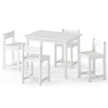 5-Piece Kids Table and Chairs Set Solid Rubber Wood Toddler Activity Table-White