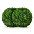2 Pieces 15.7 Inch Artificial Boxwood Topiary Ball Tree Set - Color: Green - Size: 15.5 inches