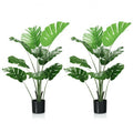 2 Pack Artificial Monstera Deliciosa Tree with 10 Leaves of Different Sizes - Color: Green