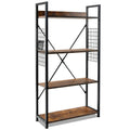 4 -Tier Industrial Open Storage Bookshelf-Coffee - Color: Dark Brown