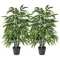2 Pack Fake Bamboo Leave Tree with 3 PE Bamboo Trunk-Green