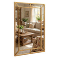 36 x 24 Inch Gold Wall Mirror with Beaded Frame for Living Room-Gold