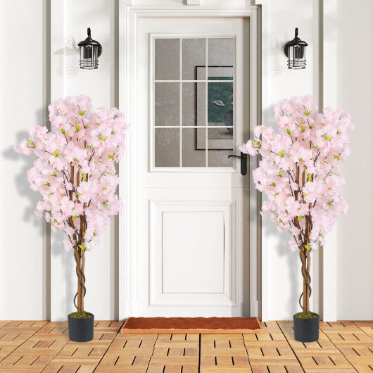 5 FT Tall Artificial Cherry Blossom Tree with Pink Flowers-1 Pack