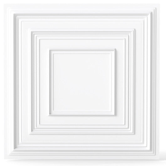 Drop Ceiling Tiles 24" x 24" PVC Ceiling Panels with 3D Decorative Patterns 24-Pack-White