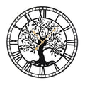 Large Wall Clock 27 Inch Tree of Life Big Metal Wall Clock-Black