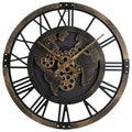 Large Wall Clock 27" Gear Clock with World Map-Brown