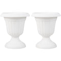 18 inch Tall Vintage Planters Set of 2 with Pedestal Base and Pre-marked Drain Hole-Bronze