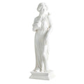 31.5 Inch Outdoor Greek Goddess Statue with Antique Finish and Column Base-White