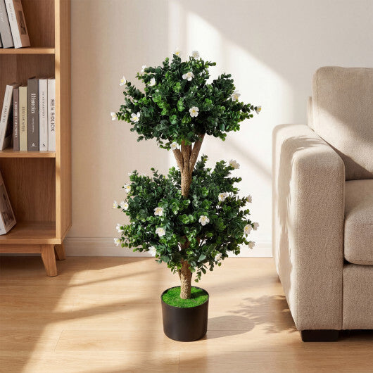 Set of 2 Faux Bush Plant with 41 Blossoms for Home