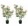 36" Set of 2 Artificial Impatiens Tree with Mini Fruits and Silk Flowers-Pink