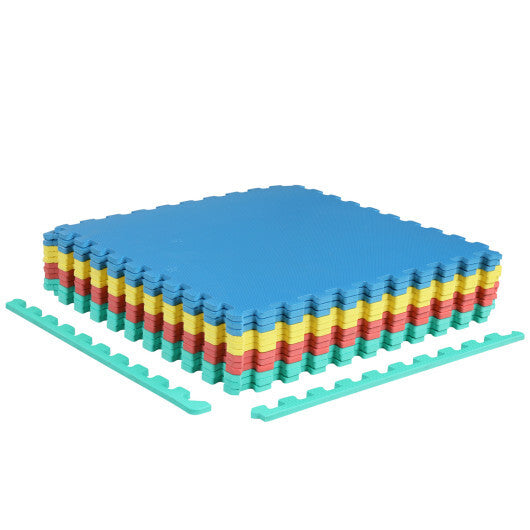12 Pack Non-Slip Protective Interlocking EVA Foam Floor Tiles-Multicolor