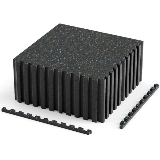 0.39 inch Thick Rubber Top Exercise Mat 70 Sq Ft with Boarders-Gray
