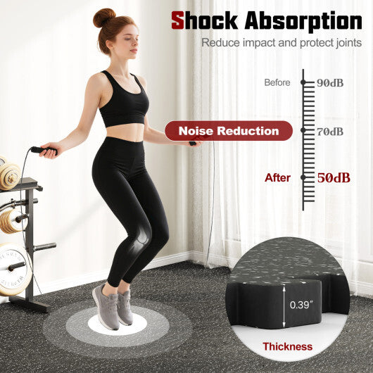 0.39 inch Thick Rubber Top Exercise Mat 70 Sq Ft with Boarders-Gray