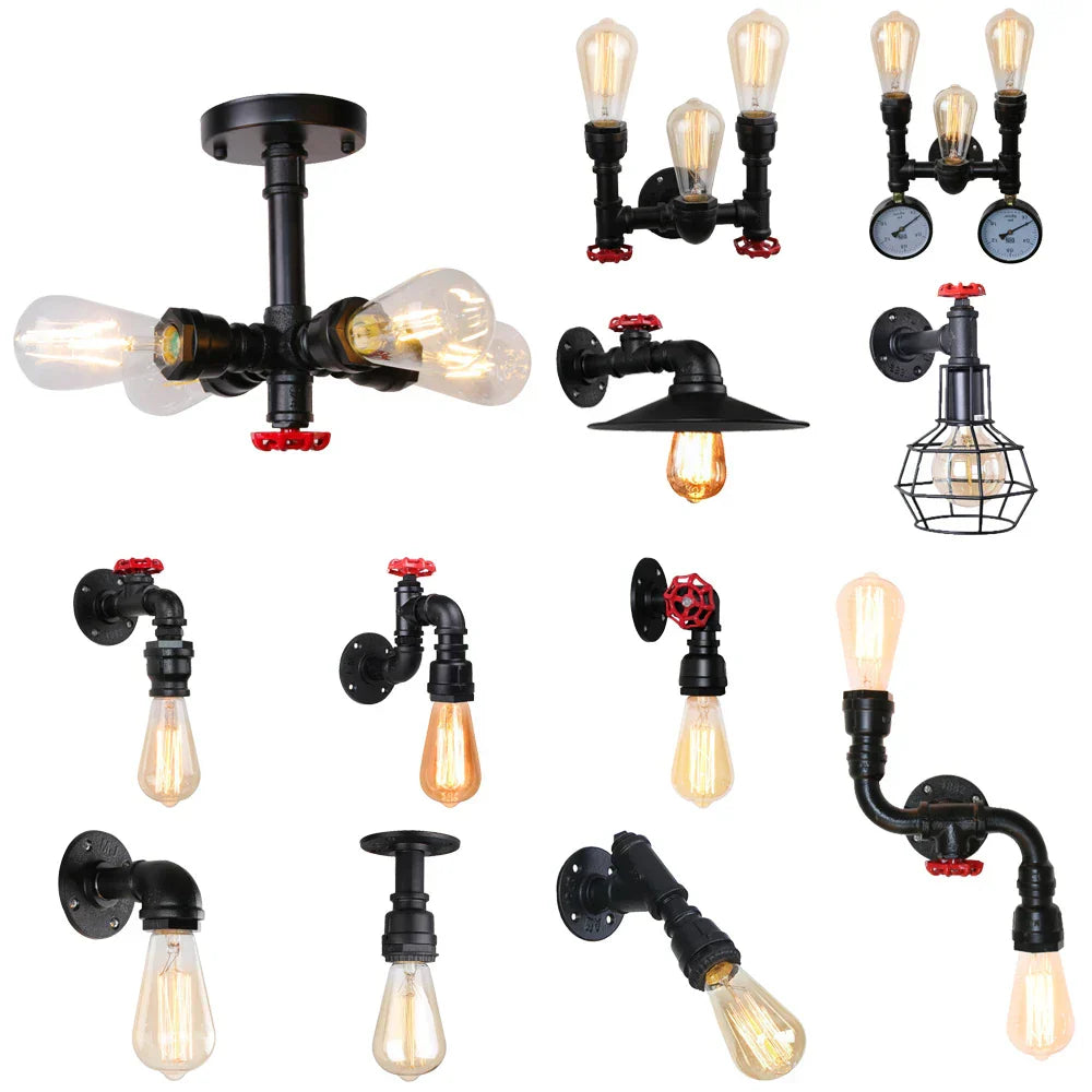 DecorBites™ Industrial Water Pipe LED Wall Lamp for Home Decor