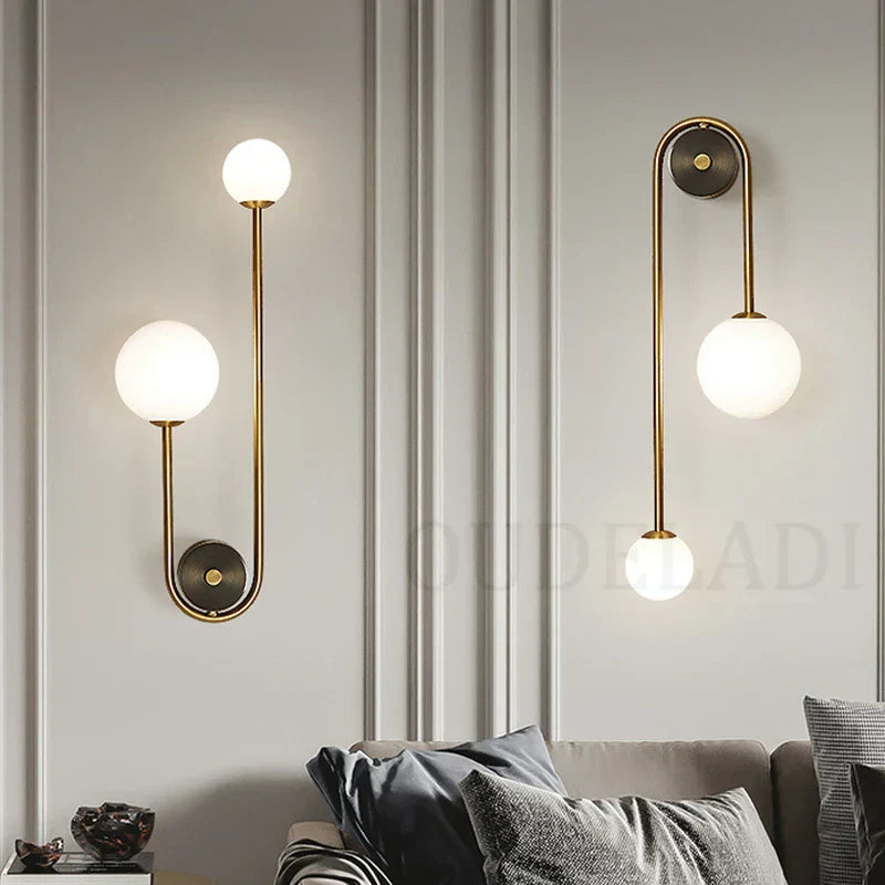 DecorBites™ Glass Ball LED Wall Light Modern Brass Decor for Bedroom Living Room