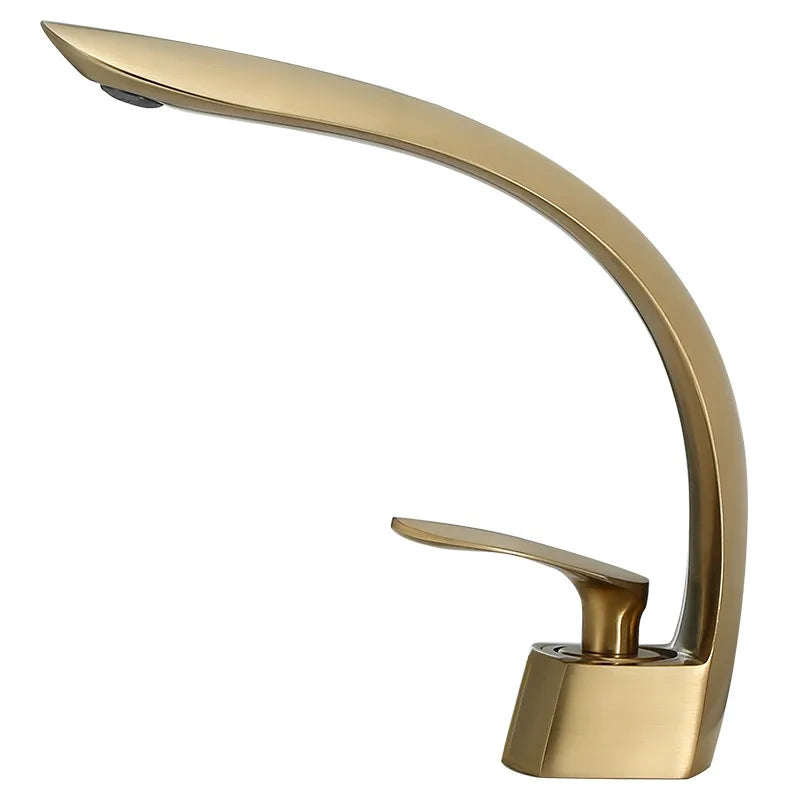 DecorBites™ Brushed Gold Basin Faucet: Single Handle Waterfall Mixer Tap for Bathroom