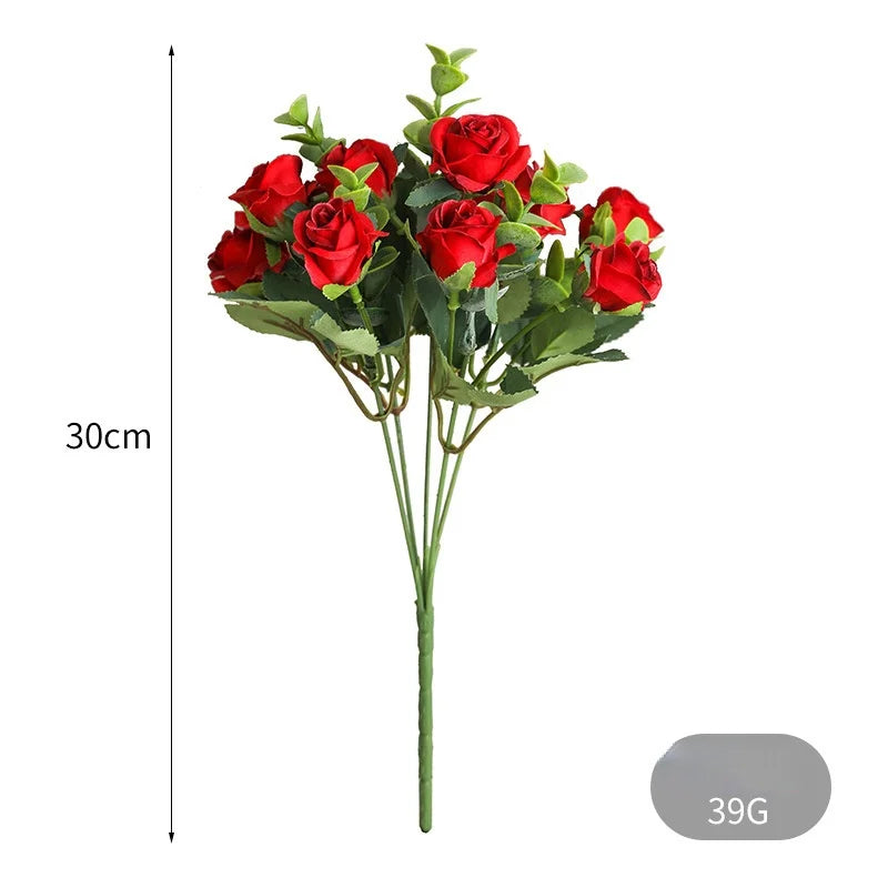 DecorBites™ 5-Fork 11 Roses Bouquet for Home Decor – Small Fresh Korean Style Simulation