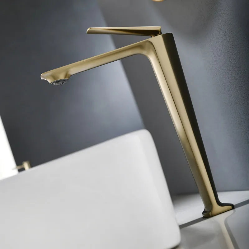 DecorBites™ Brushed Gold Basin Faucet - Hot/Cold Sink Tap - Deck Mount Mixer