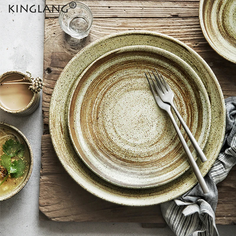 DecorBites™ Japanese Style Ceramic Rice Bowl Round Dish - Swallow Design